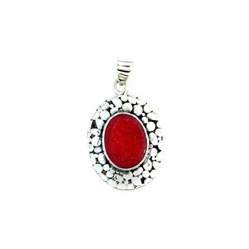 Armadillo Druzy Red Oval 2000-1898 — Handcrafted 925 Sterling Silver Silver — Artistica Jewelry Surabaya