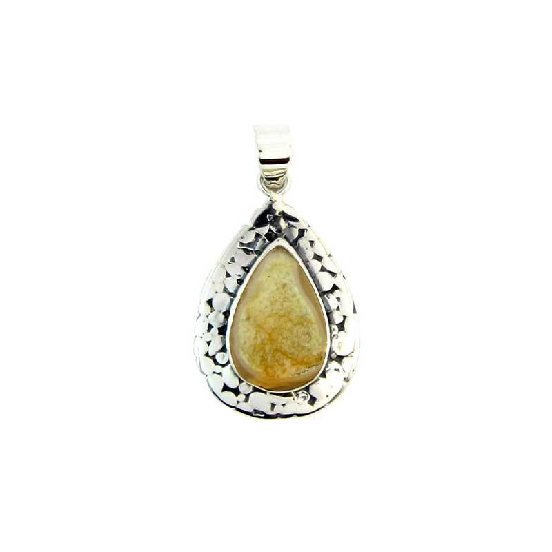 Armadillo Druzy Orange Pear  2000-1898 — Handcrafted 925 Sterling Silver Silver — Artistica Jewelry Surabaya