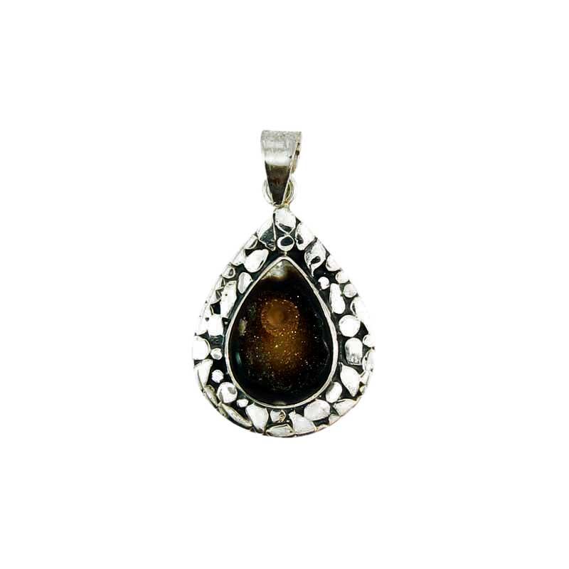 Armadillo Druzy Black Pear 2000-1898 — Handcrafted 925 Sterling Silver Silver — Artistica Jewelry Surabaya
