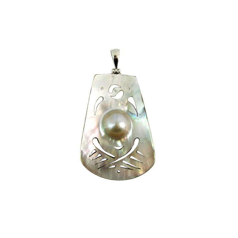 Carving Shell And Pearl C — Handcrafted 925 Sterling Silver Silver — Artistica Jewelry Surabaya