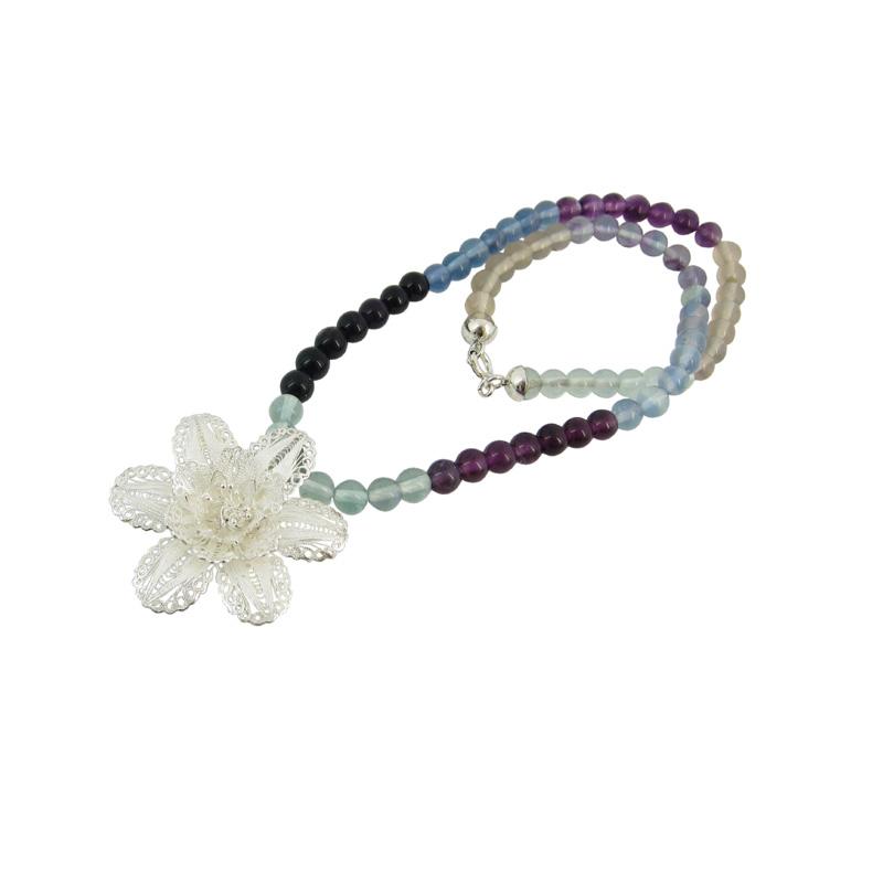 Genuine Flourite 2000-1886 — Handcrafted 925 Sterling Silver Silver — Artistica Jewelry Surabaya