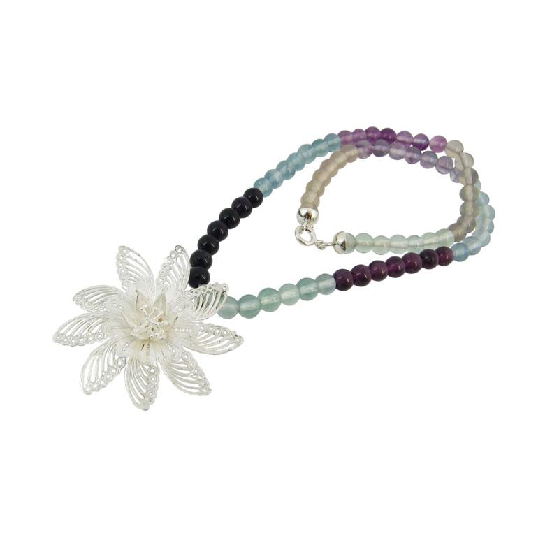 Genuine Flourite 2000-1887 — Handcrafted 925 Sterling Silver Silver — Artistica Jewelry Surabaya